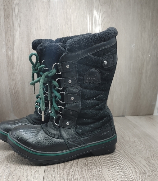 Sorel Tofino Snow Boot Black Leather Waterproof Fleece lined NL‎ 3029-010 Size 6 - Picture 4 of 11